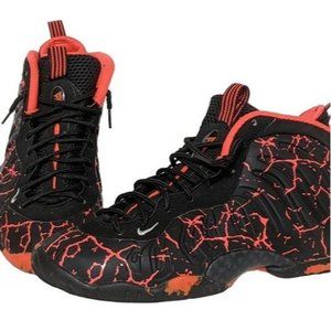 Nike Little Posite One Foam Posite Lava Black Orange Size 5 Youth / 6.5 women